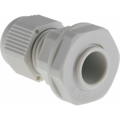 RS PRO Grey Nylon Cable Gland, PG7 Thread, 3.5mm Min, 6mm Max, IP68
