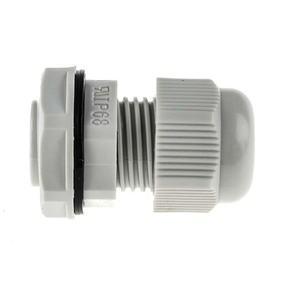 RS PRO Grey Nylon Cable Gland, PG9 Thread, 4mm Min, 8mm Max, IP68