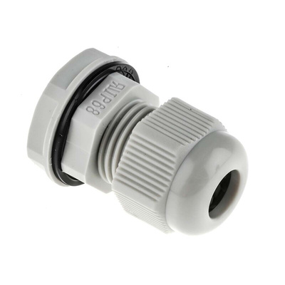 RS PRO Grey Nylon Cable Gland, PG9 Thread, 4mm Min, 8mm Max, IP68