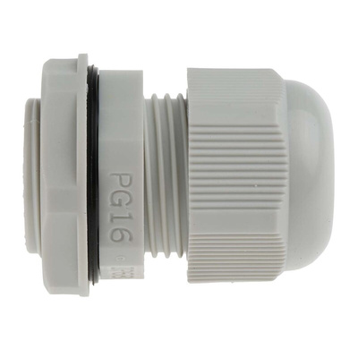 RS PRO Grey Nylon Cable Gland, PG16 Thread, 10mm Min, 14mm Max, IP68
