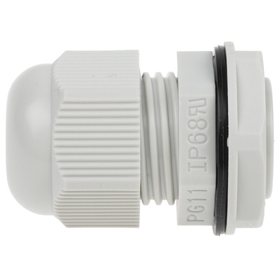 RS PRO Grey Nylon Cable Gland, PG11 Thread, 5mm Min, 10mm Max, IP68