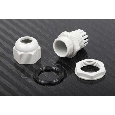 RS PRO Grey Nylon Cable Gland, PG11 Thread, 5mm Min, 10mm Max, IP68