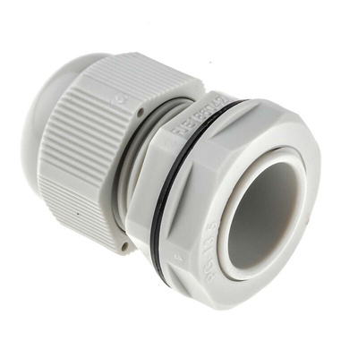 RS PRO Grey Nylon Cable Gland, PG13.5 Thread, 6mm Min, 12mm Max, IP68