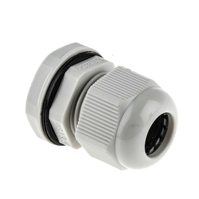 RS PRO Grey Nylon Cable Gland, PG13.5 Thread, 6mm Min, 12mm Max, IP68