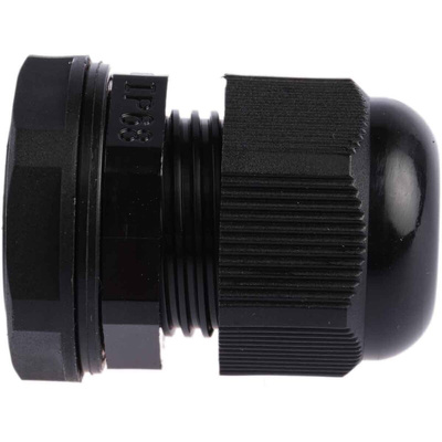 RS PRO Black Nylon Cable Gland, PG13.5 Thread, 6mm Min, 12mm Max, IP68