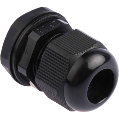 RS PRO Black Nylon Cable Gland, PG13.5 Thread, 6mm Min, 12mm Max, IP68
