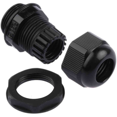 RS PRO Black Nylon Cable Gland, PG16 Thread, 10mm Min, 14mm Max, IP68