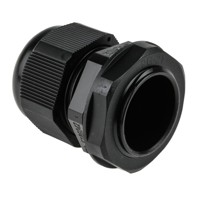 RS PRO Black Nylon Cable Gland, PG21 Thread, 13mm Min, 18mm Max, IP68
