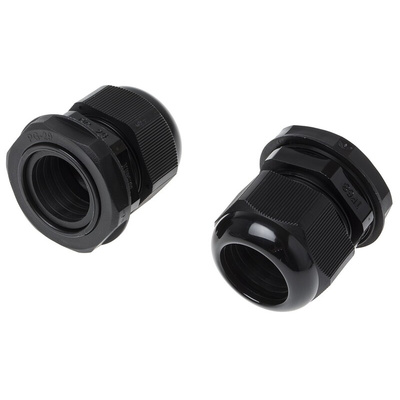 RS PRO Black Nylon Cable Gland, PG29 Thread, 18mm Min, 25mm Max, IP68