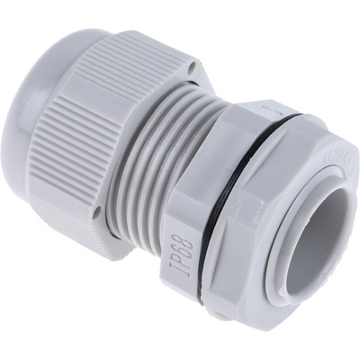 RS PRO Grey Nylon Cable Gland, M20 Thread, 10mm Min, 14mm Max, IP68
