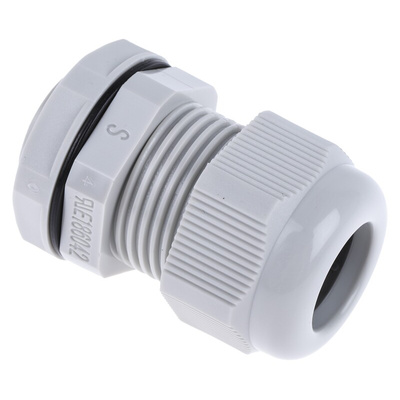 RS PRO Grey Nylon Cable Gland, M20 Thread, 10mm Min, 14mm Max, IP68