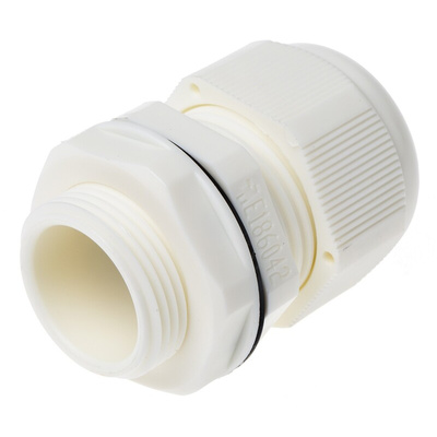 RS PRO White Nylon Cable Gland, M25 Thread, 13mm Min, 18mm Max, IP68