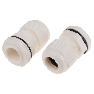 RS PRO White Nylon Cable Gland, M20 Thread, 10mm Min, 14mm Max, IP68