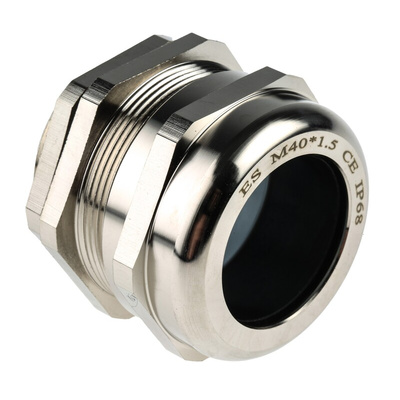RS PRO Metallic Nickel Plated Brass Cable Gland, M40 Thread, 22mm Min, 32mm Max, IP68