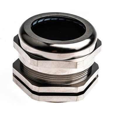 RS PRO Metallic Nickel Plated Brass Cable Gland, M50 Thread, 31mm Min, 38mm Max, IP68