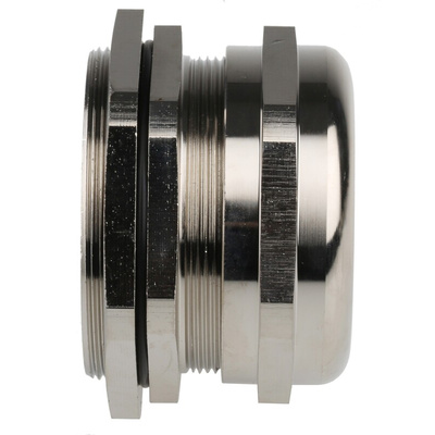 RS PRO Metallic Nickel Plated Brass Cable Gland, M63 Thread, 37mm Min, 44mm Max, IP68