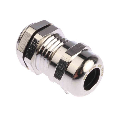 RS PRO Metallic Nickel Plated Brass Cable Gland, PG7 Thread, 3mm Min, 6.5mm Max, IP68