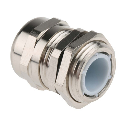 RS PRO Metallic Nickel Plated Brass Cable Gland, PG11 Thread, 5mm Min, 10mm Max, IP68