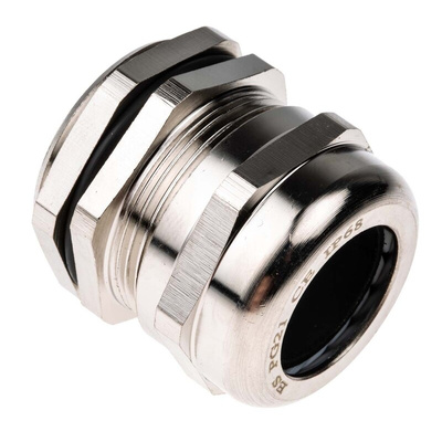RS PRO Metallic Nickel Plated Brass Cable Gland, PG21 Thread, 13mm Min, 18mm Max, IP68