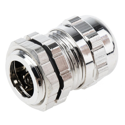 RS PRO Metallic Nickel Plated Brass Cable Gland, PG9 Thread, 4mm Min, 8mm Max, IP68