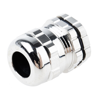 RS PRO Metallic Nickel Plated Brass Cable Gland, PG11 Thread, 5mm Min, 10mm Max, IP68