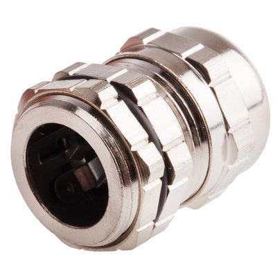 RS PRO Metallic Nickel Plated Brass Cable Gland, PG13.5 Thread, 6mm Min, 12mm Max, IP68