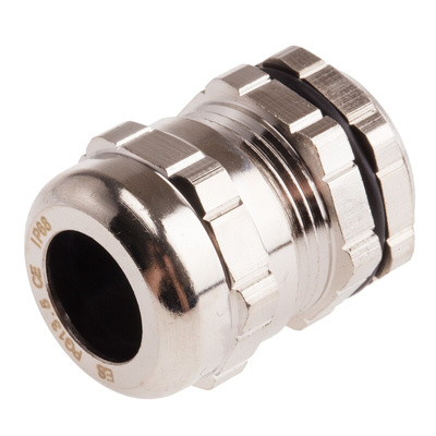 RS PRO Metallic Nickel Plated Brass Cable Gland, PG13.5 Thread, 6mm Min, 12mm Max, IP68
