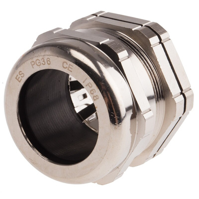 RS PRO Metallic Nickel Plated Brass Cable Gland, PG36 Thread, 22mm Min, 32mm Max, IP68