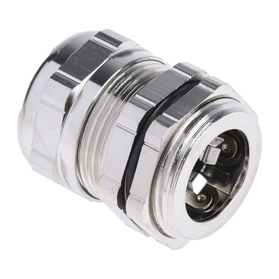 RS PRO Metallic Nickel Plated Brass Cable Gland, M25 Thread, 10mm Min, 16mm Max, IP68