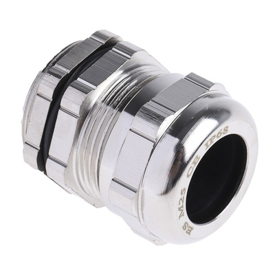 RS PRO Metallic Nickel Plated Brass Cable Gland, M25 Thread, 10mm Min, 16mm Max, IP68