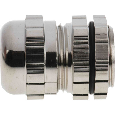 RS PRO Metallic Nickel Plated Brass Cable Gland, M16 Thread, 4mm Min, 8mm Max, IP68