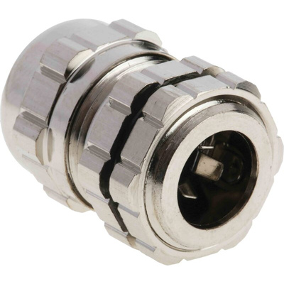 RS PRO Metallic Nickel Plated Brass Cable Gland, M16 Thread, 4mm Min, 8mm Max, IP68