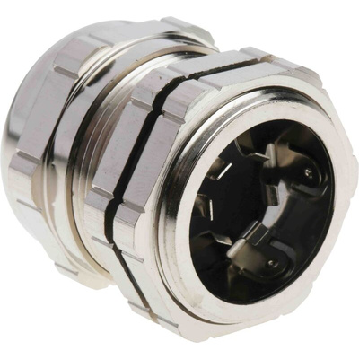 RS PRO Metallic Nickel Plated Brass Cable Gland, M32 Thread, 15mm Min, 22mm Max, IP68