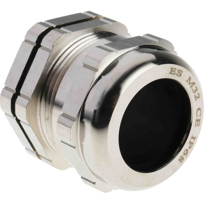 RS PRO Metallic Nickel Plated Brass Cable Gland, M32 Thread, 15mm Min, 22mm Max, IP68