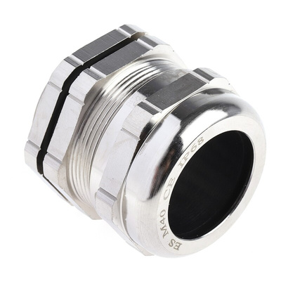 RS PRO Metallic Nickel Plated Brass Cable Gland, M40 Thread, 21mm Min, 30mm Max, IP68
