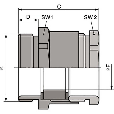 Lapp SKINDICHT Series Metallic Nickel Plated Brass Cable Gland, M63 Thread, 5mm Min, 12mm Max, IP54