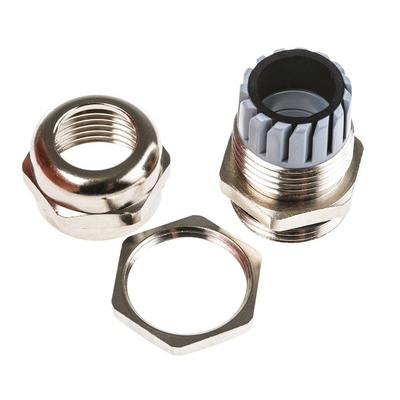 SIB SIB-TEC Series Metallic Nickel Plated Brass Cable Gland, PG13 Thread, 7mm Min, 13mm Max, IP68