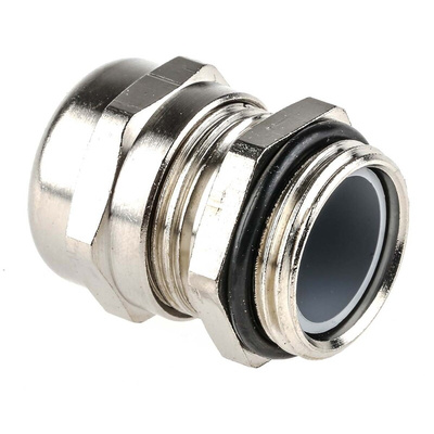 SIB SIB-TEC Series Metallic Nickel Plated Brass Cable Gland, M20 Thread, 7mm Min, 13mm Max, IP68