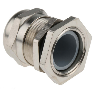 SIB SIB-TEC Series Metallic Nickel Plated Brass Cable Gland, M25 Thread, 8mm Min, 16mm Max, IP68