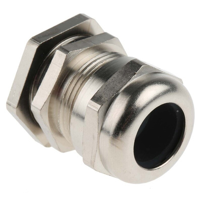 SIB SIB-TEC Series Metallic Nickel Plated Brass Cable Gland, M25 Thread, 8mm Min, 16mm Max, IP68