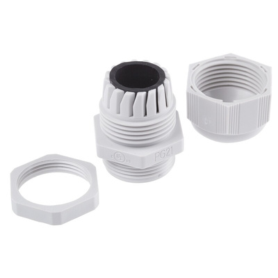 SIB SIB-TEC Series Grey PA 6 Cable Gland, PG21 Thread, 9mm Min, 18mm Max, IP68