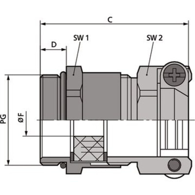 Lapp SKINDICHT Series Metallic Nickel Plated Brass Cable Gland, PG16 Thread, 13mm Min, 16mm Max, IP68