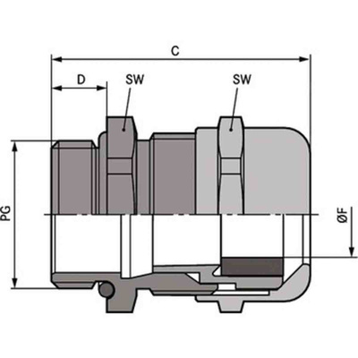Lapp SKINTOP Series Metallic Nickel Plated Brass Cable Gland, M63 Thread, 34mm Min, 45mm Max, IP68