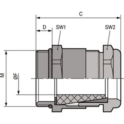 Lapp SKINDICHT Series Metallic Nickel Plated Brass Cable Gland, M16 Thread, 5.5mm Min, 6.8mm Max, IP68