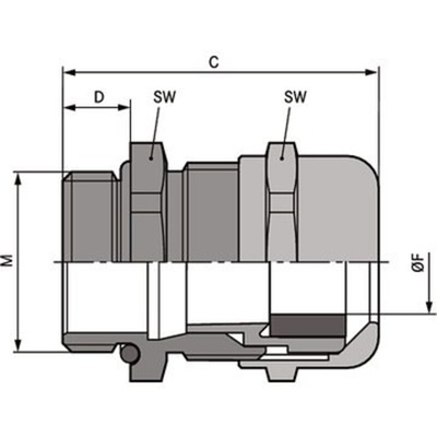 Lapp SKINTOP Series Nickel Plated Brass Cable Gland Kit, M40 Thread, 19mm Min, 28mm Max, IP68