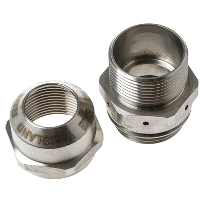 VentGLAND Series Metallic Stainless Steel Cable Gland, M25 Thread, 9mm Min, 17mm Max, IP68, IP69K