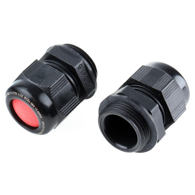 Kopex-EX CGM Series Black Nylon Cable Gland, M25 Thread, 11mm Min, 17mm Max, IP66, IP68