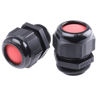 Kopex-EX CGM Series Black Nylon Cable Gland, M40 Thread, 22mm Min, 32mm Max, IP66, IP68