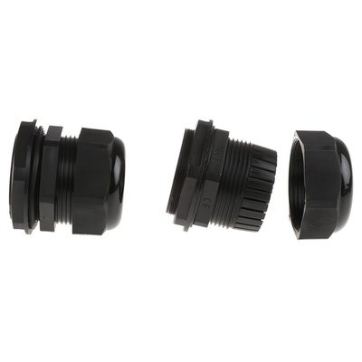 HellermannTyton NGM Series Black Nylon Cable Gland, M63 Thread, 34mm Min, 44mm Max, IP68