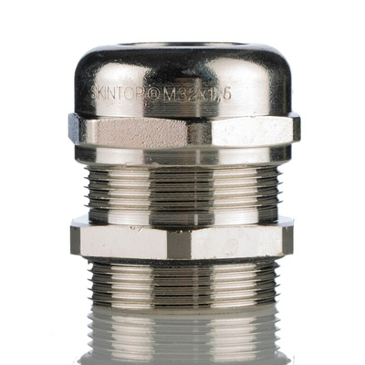 Lapp SKINTOP Series Metallic Nickel Plated Brass Cable Gland, M32 Thread, 11mm Min, 21mm Max, IP68